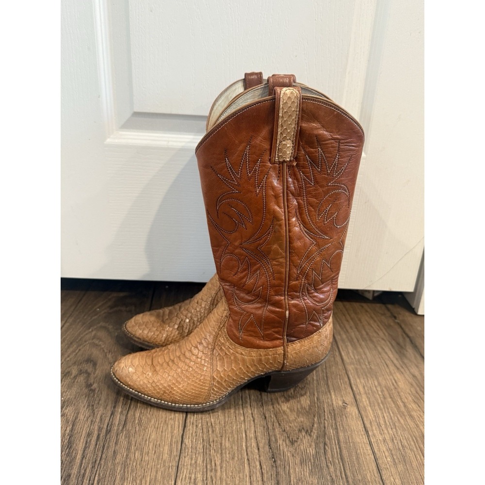 Dan Post Python Snakeskin Western Boots Womens 8 … - image 4